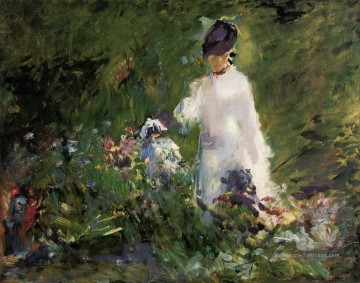 Édouard Manet œuvres - Jeune femme parmi les fleurs Édouard Manet